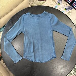 🆕🧇💙Free People💙🧇Waffle Knit Long Sleeve Top Dark Denim Size S